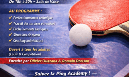 Stage Ping Academy du 14 au 16 avril
